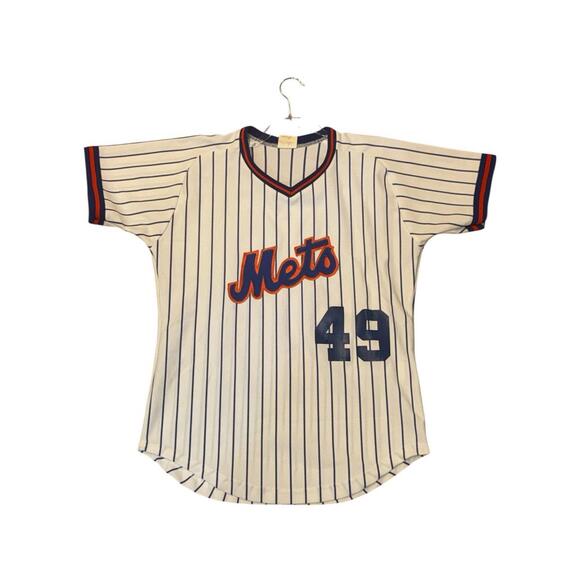 Vintage 80s MLB Sand Knit NY Mets Jersey #49 Sz M/L - Picture 1 of 6
